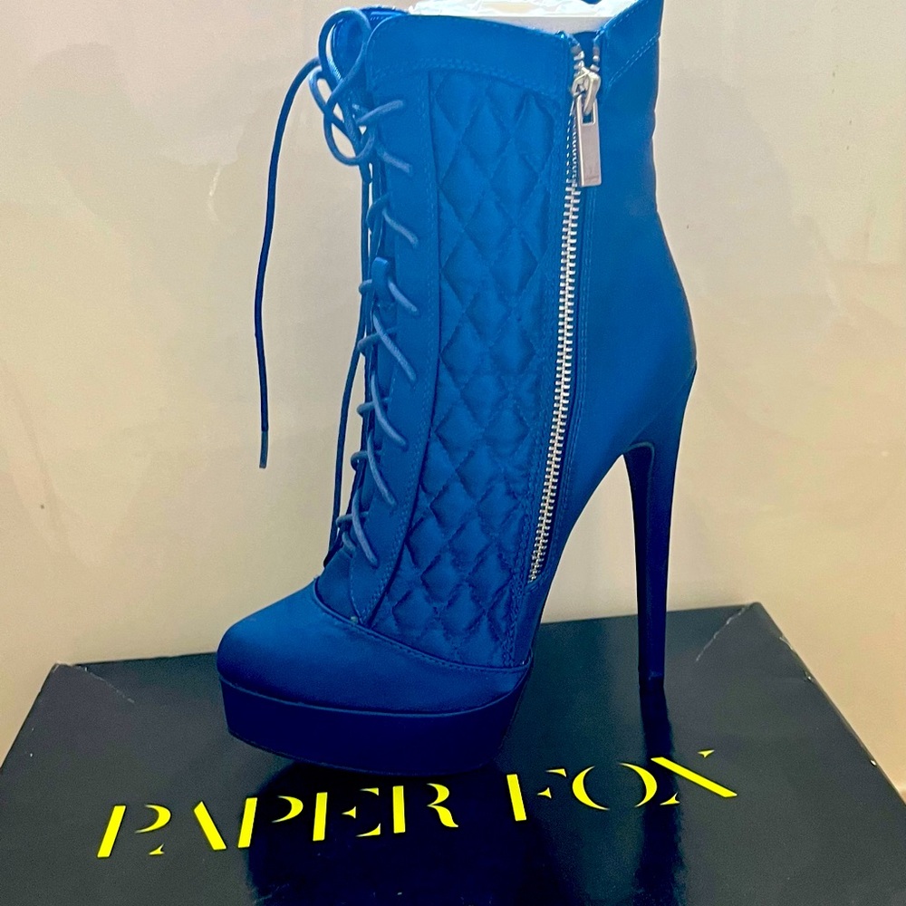 Paper Fox sz 6.5 Royal Blue Platform Boots Felisha